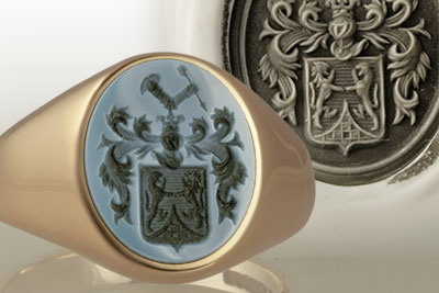 Scottish Coat of Arms Sardonyx Gold Seal Ring