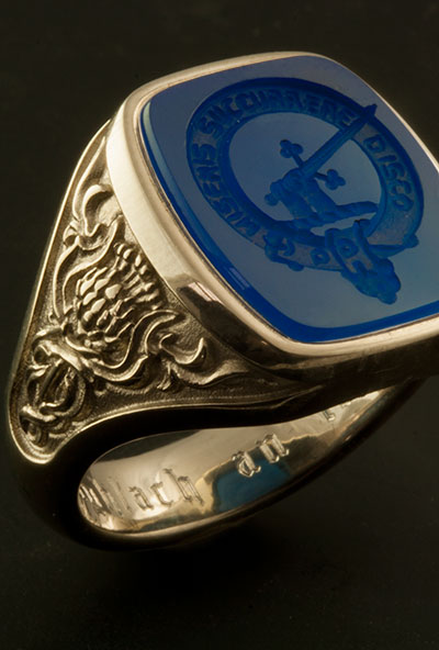 Thistle Shoulder Sculptural Ring / Blue Agate Clan MacMillan