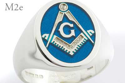 Compass and Square Signet Ring Blue Enamel