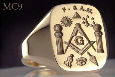 Masonic Trowel & Plumb Signet Ring