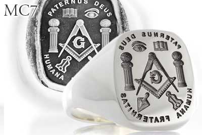 Masonic MC7 Seal Engraved Signet Ring