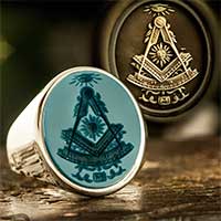 Sardonyx signet ring engraved with Client's Own Past Master Design
