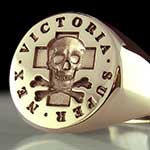 Super Nex Victoria Skull & Bones Signet Ring With Cross