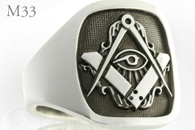 Art Nouveau Stylised Compass & Square Cigar Band Ring