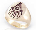 Monogramed Oval Masonic Signet Ring - Roman / Traditional