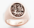 Monogramed Oval Signet Ring - Old English / Elevated