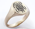 Monogramed Classic Oval Signet Ring - Script / Traditional
