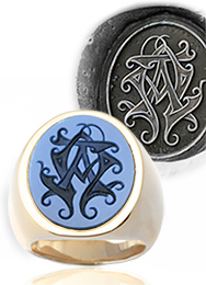 Monogramed Sardonyx Signet Ring - Cypher / Traditional