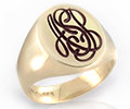 Monogramed Classic Oval Signet Ring - Script / Traditional