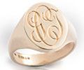 Monogramed Classic Oval Signet Ring - Script / Traditional