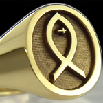 Christian Fish & Cross Ring