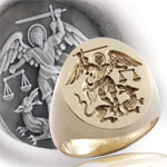 Saint Michael the Archangel Signet Ring - 17th Century Depiction