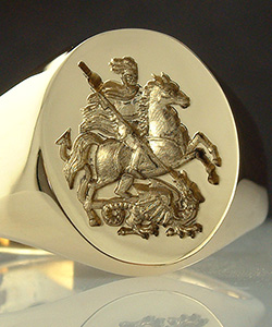 St. George Slaying The Dragon Signet Ring - Depiction from Military Badge