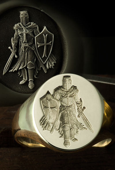 Templar Knight with Sword Signet Ring