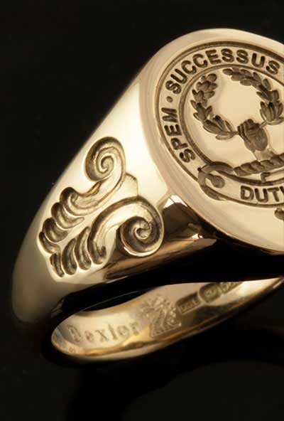 Duthie Clan Ring With Scroll Shoulder Engraving