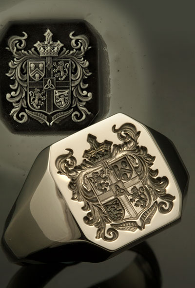 Octagonal South African Coat of Bespoke Arms Signet Ring