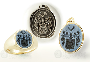 Sardonyx Ring and Pendant Engraved with a Coat-of-Arms