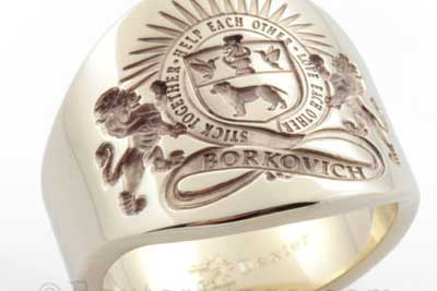 Plain gold Custom Bespoke 'cigar' band signet ring