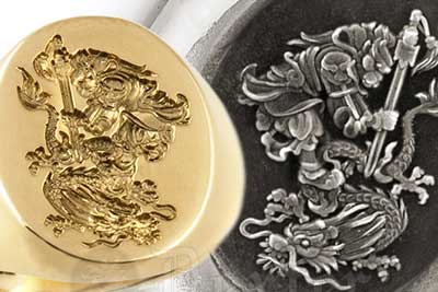 Sun Wukong the Monkey King & Chinese Dragon Custom Bespoke Ring