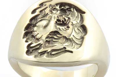 'Contemporary Signet Ring' - Engraved with a Custom Bespoke Chinese Tiger & Heart
