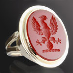 We created new eagle displayed cornelian signet ring