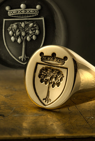 siget ring seal engraved with italian shield lemon tree and coronet