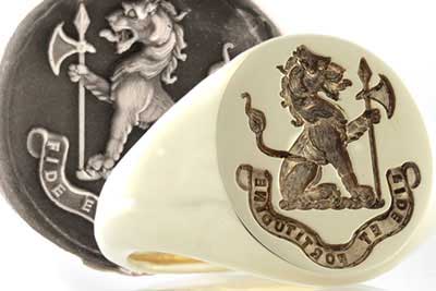 Lion Holding Axe Crest Ring