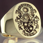 Elveated Coat of Arms on Gold Ring