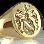 Dutch coat of arms engarved on a gold ring