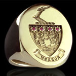 Signet Ring Set With 3 Rubies in Shield