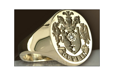 Family Arms Signet Ring Set With a Diamond