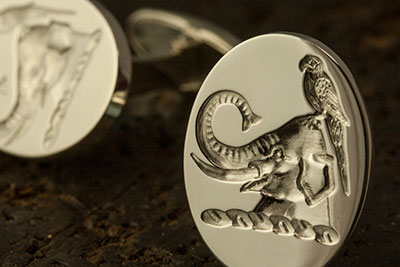 Gifts for Best Man or Father of the Bride Elephant Parrot Crest Cufflinks