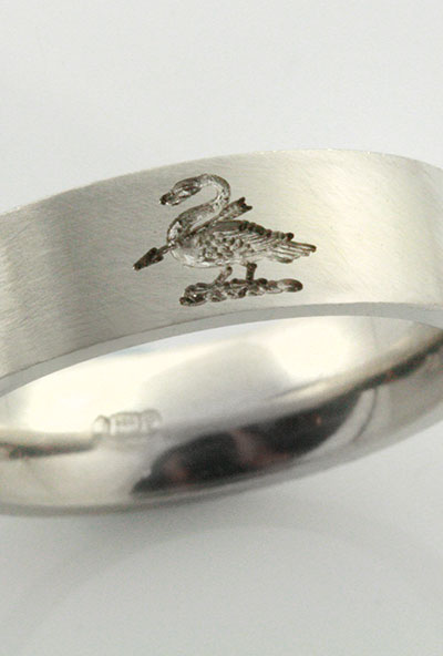5mm Wedding Band Engraved With Swan Crest