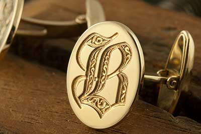 Letter B Deep Engraved Initial Alphabet Cufflinks