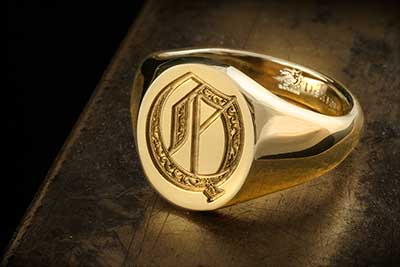 Letter Q Deep Engraved Initial Alphabet Signet Ring