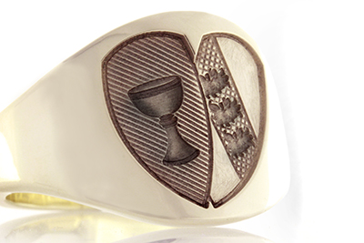 Union Design - Two Family Shields Cigar Ring