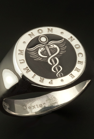 Caduceus Medicine Medical Symbol Enamelled in Black