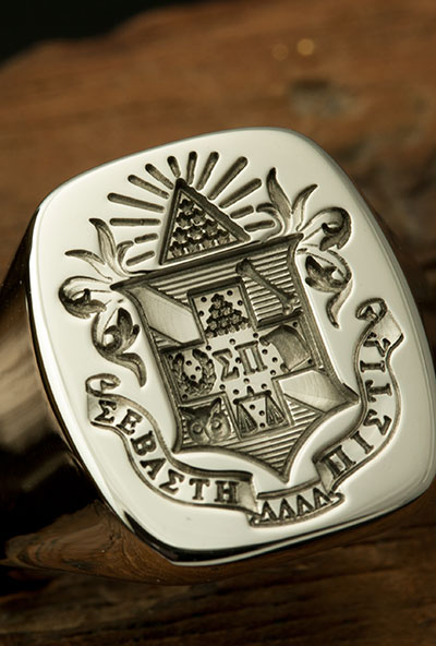 Sigma Pi Fraternity Signet Cushion Shape Signet Ring