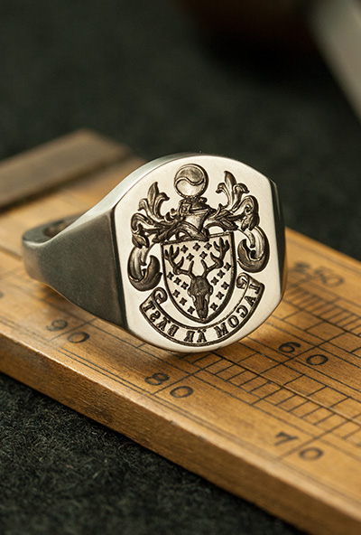 Client Designed Coat of arms titanium signet