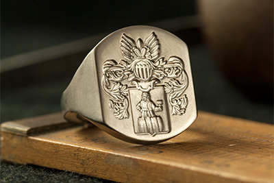 Custom coat of arms seal engraved titanium signet