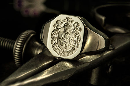 Pair of Family Arms 18ct Signet Rings