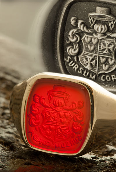 Carnelian Gemstone Seal Engraved with unusual COA & motto