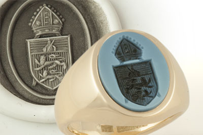 Ecclesiastical College Emblem Design Engraved Signet Ring