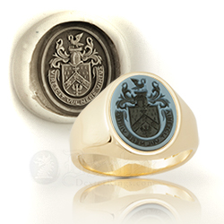 Blue Sardonyx Seal Engraved With a Heraldic Coat of Arms
