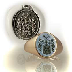 Blue Sardonyx Seal Engraved With an Heraldic Coat of Arms