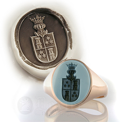 Blue Sardonyx Stone Seal Engraved With an Heraldic Shield & Helmet