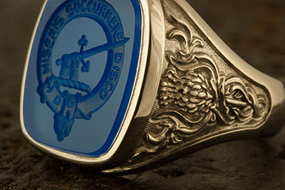 Thistle Shoulder Sculptural Ring / Blue Agate Clan MacMillan