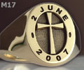18ct Gold Signet Ring With (M17) Christian Cross Design - Elevated Engraved