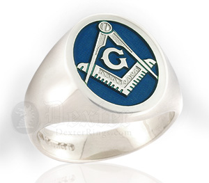 Enamelled Masonic Ring in Blue