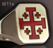 Signet Ring Engraved with Jerusalem Cross Red Enamel
